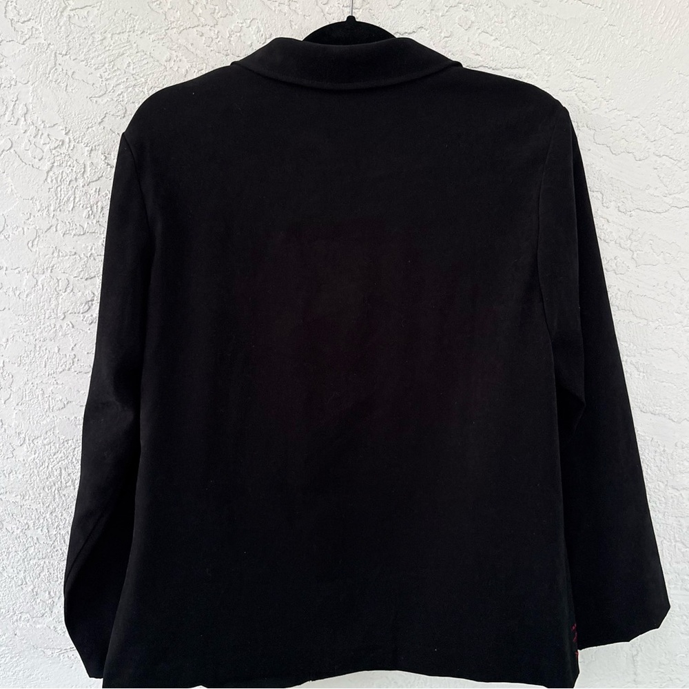 JM Collection Vintage Black Button Down Embroidered Floral Large Jacket Blazer - Picture 4 of 5